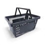 22L Dark Grey Plastic Shopping Basket–HDPE,Foldable Handles,Stackable Retail Use