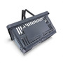 22L Dark Grey Plastic Shopping Basket–HDPE,Foldable Handles,Stackable Retail Use