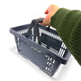 28L Dark Grey Plastic Shopping Basket, close product view on a white background, gallery image 9 of 14