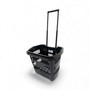 34L Black Trolley Basket w/ Wheels & Handle – Heavy Duty Plastic Shopping Cart