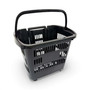 34L Black Trolley Basket w/ Wheels & Handle – Heavy Duty Plastic Shopping Cart