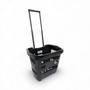 34L Black Trolley Basket w/ Wheels & Handle – Heavy Duty Plastic Shopping Cart