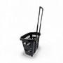 34L Black Trolley Basket w/ Wheels & Handle – Heavy Duty Plastic Shopping Cart