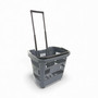 34L Dark Grey Trolley Basket w/ Wheels & Handle – Heavy Duty Plastic Shopping Cart