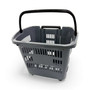 34L Dark Grey Trolley Basket w/ Wheels & Handle – Heavy Duty Plastic Shopping Cart