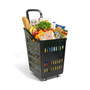 68L 4-Wheel Plastic Shopping Trolley Basket – Extra Large, Heavy-Duty Black
