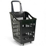 68L 4-Wheel Plastic Shopping Trolley Basket – Extra Large, Heavy-Duty Black