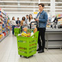 68L 4-Wheel Plastic Shopping Trolley Basket – Extra Large, Heavy-Duty Lime Green