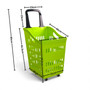 68L 4-Wheel Plastic Shopping Trolley Basket, dimension guide on a white background