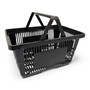 28L Black Plastic Shopping Basket–HDPE,Foldable Handles,Stackable Retail Use