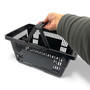 28L Black Plastic Shopping Basket–HDPE,Foldable Handles,Stackable Retail Use