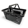 28L Black Plastic Shopping Basket–HDPE,Foldable Handles,Stackable Retail Use