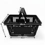 28L Black Plastic Shopping Basket–HDPE,Foldable Handles,Stackable Retail Use