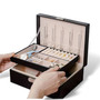 2 Layer PU Leather Double Layer Jewellery Box /Lock & Key–Huge Capacity, Black