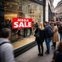 Mega Sale Window Poster 75x30cm, printed product shown against a dark background