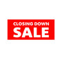 Closing Down Sale Window Poster 75x30cm, store-closing sale message on a white background, balanced, centred square layout