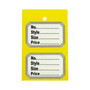 1000 Unstrung Perforated Stock Tickets 41x63mm Yellow Swing Tags for Tagging Gun