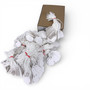 White Strung Parcel Tags with Cotton String, close product view on a white background, balanced, centred square layout