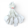 White Strung Parcel Tags with Cotton String, close product view on a white background