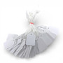 White Strung Parcel Tags with Cotton String, close product view on a white background