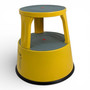 Yellow Steel Kick Step Stool Non-Slip Portable for Home Office Warehouse, close product view on a white background, gallery image 13 of 15