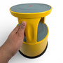 Yellow Steel Kick Step Stool Non-Slip Portable for Home Office Warehouse, product shown against a coloured background, balanced, centred square layout