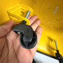 Yellow Steel Kick Step Stool Non-Slip Portable for Home Office Warehouse, product shown against a dark background