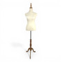 Beige Velvet Female Mannequin Torso with Adjustable Wooden Stand