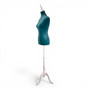 Green Velvet Female Mannequin Torso Dress Form with Wooden Stand