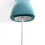 Green Velvet Female Mannequin Torso Dress Form with Wooden Stand, full-height product view on a white background, gallery image 9 of 12