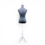Grey Velvet Female Mannequin Torso Dress Form with Wooden Stand