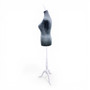 Grey Velvet Female Mannequin Torso Dress Form with Wooden Stand