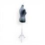 Grey Velvet Female Mannequin Torso Dress Form with Wooden Stand