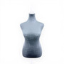 Grey Velvet Female Mannequin Torso Dress Form with Wooden Stand