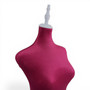 Red Velvet Female Mannequin Torso Dress Form with Wooden Stand, close product view on a white background