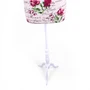 Red Floral Female Mannequin Torso with Adjustable Wooden Stand, full-height product view on a white background, balanced, centred square layout