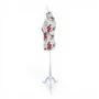 Red Floral Female Mannequin Torso with Adjustable Wooden Stand, full-height product view on a white background, gallery image 9 of 13