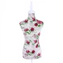 Red Floral Female Mannequin Torso with Adjustable Wooden Stand, full-height product view on a white background, gallery image 13 of 13