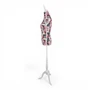 Pink Floral Female Mannequin Torso with Adjustable Wooden Stand, full-height product view on a white background, gallery image 13 of 13