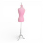Pink Velvet Female Mannequin Torso Dress Form with Wooden Stand
