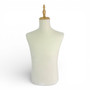 Male Beige Velvet Mannequin Torso with Adjustable Wooden Tripod Stand, full-height product view on a white background, full-height product photograph