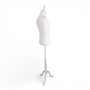 Male White Lace Mannequin Torso with Adjustable Wooden Tripod Stand, full-height product view on a white background, gallery image 12 of 15