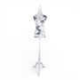 Blue Floral Female Mannequin Torso with Adjustable Wooden Stand