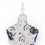 Blue Floral Female Mannequin Torso with Adjustable Wooden Stand
