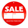 Sale Was Now Round Hanger Tickets 100mm Red Sale Tags (Pack of 100)