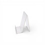 Clear Acrylic Mobile Display Stand Easel with Lip for Books Menus Brochures, product shown on a white background, brightly lit product image