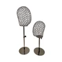 Adjustable Metal Mannequin Head Stand Hat Wig Display Rack Copper Black, full-height product view on a white background