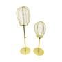 Adjustable Metal Wireframe Mannequin Head Stand Hat Wig Display Rack Gold, full-height product view on a white background