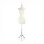 Luxury Beige Velvet Female Curve Mannequin Torso with Adjustable Wooden Stand