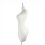 Luxury Beige Velvet Female Curve Mannequin Torso with Adjustable Wooden Stand, full-height product view on a white background, gallery image 12 of 20